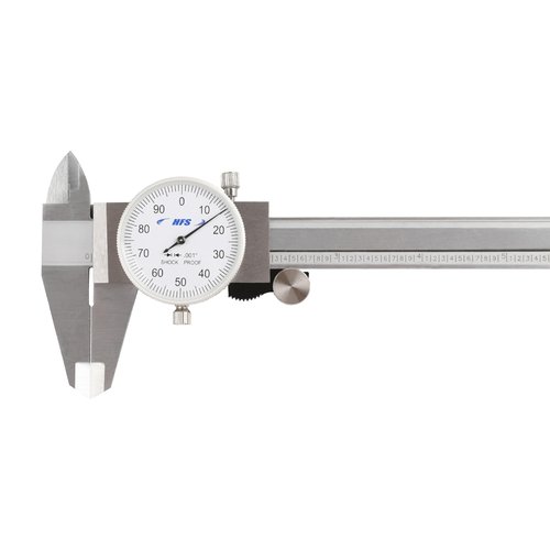 HFS(R) 0-6" Imperial Calipers; 4 Way Dial Caliper 0.001" Shock Proof New; Plastic Case