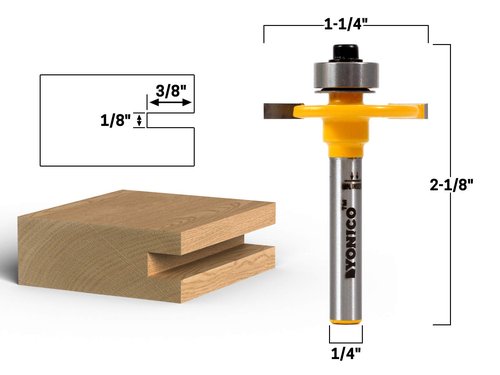 YONICO Slot Cutter Router Bit 1/8-Inch Height X 3/8-Inch Depth 1/4-Inch Shank 14081q