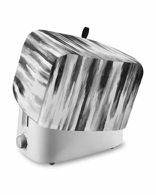 Abstract Toaster Cover 4 Slice, Retro Black Gray Bread Maker Dust Cover with Pockets for Kitchen Small Appliance 12x11x8in