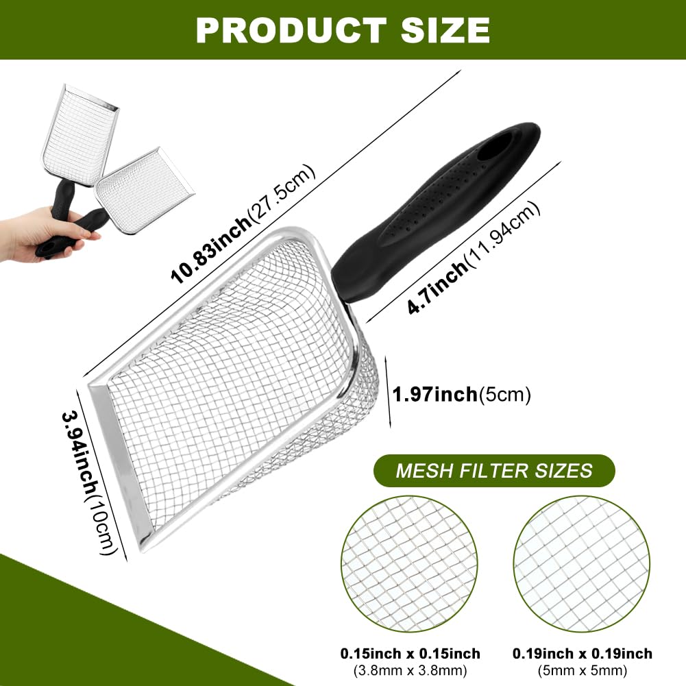 Soil Sifter for Gardening, 2 Pack Stainless Steel Garden Sifter for Soil, Compost, Dirt, Sand, Portable Rock Sifter & Shovel with 3.8mm/5.0mm Mesh & Ergonomic Handle for Gardening