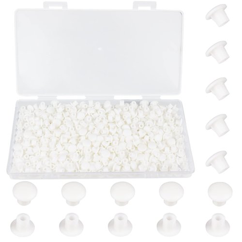BOPOREAE 500Pcs 3/16 Inch Plastic White Hole Plugs, 5 mm Round Button Shelf Hole Plugs, Cabinet Closet Cupboard Shelves Furniture Peg Pin Nail Screw Drilling Hole Covers Caps