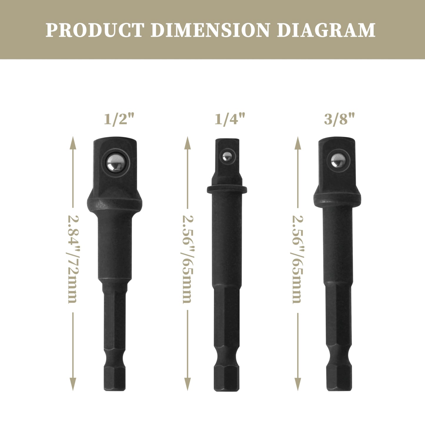 DW2541IR, DW2542IR, DW2547IR for De-Walt Socket Adapter Set, Impact Grade Socket Adapter Set,1/4", 3/8", 1/2" Drive Drill (3pcs)