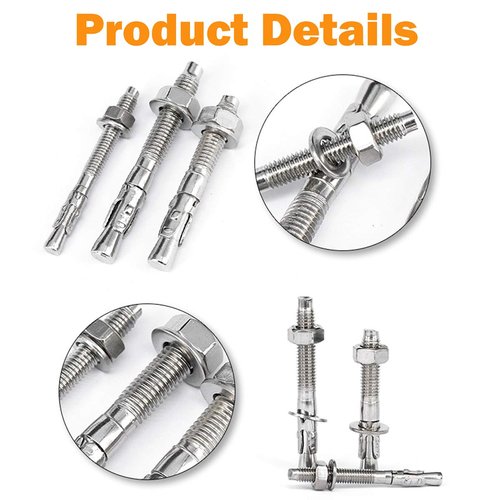 Levanco 3/8" X 3" Concrete Anchor, 304 Stainless Wedge Anchor with Excellent Anti-Rust Performance, 304(18-8) Stainless Steel Concrete Anchors and Screws Kit (10pcs)