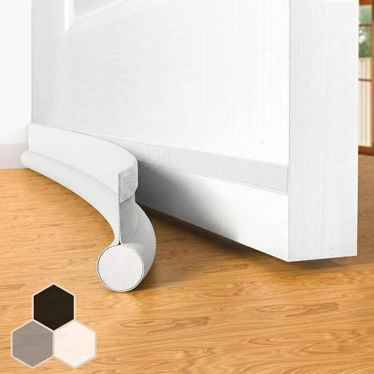 Door Draft Stopper Bottom One Sided Door Draft Blockers，37" Cutable Under Door Draft Blocker Insulator Door Sweep Weather Stripping Soundproof，Fits for Interior／Exterior Doors，1 Pack,White