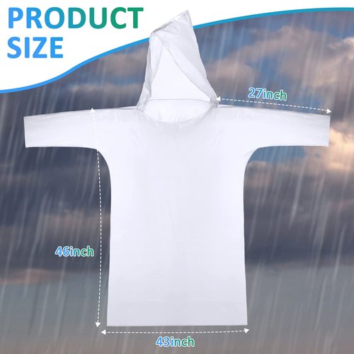 200 Pieces Disposable Rain Ponchos for Adults Bulk Emergency Rain Poncho Transparent Waterproof Throw Away Individually Wrapped Raincoat with Hood Clear Gear