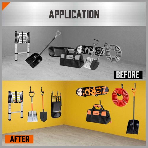 HORUSDY 6 Pack Garage Hooks, Utility Hooks, Garage Hook Heavy Duty Wall Hook (Black)