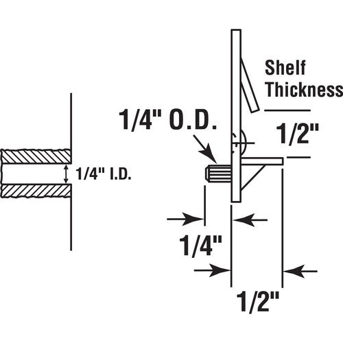 Prime-Line R 7316 1/4 In., Plastic, Clear Locking Shelf Pegs 6 Count (Pack of 1)