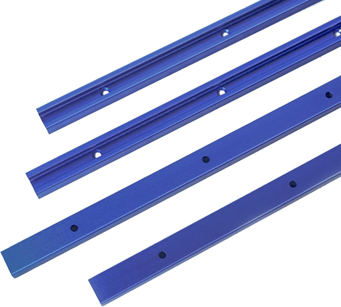 4 Pack 48" T-Track for Woodworking with Screws, Aluminum Alloy Woodworking Tools Double Cut Profile Universal T-Tracks with Predrilled Mounting Holes, Anodized Blue