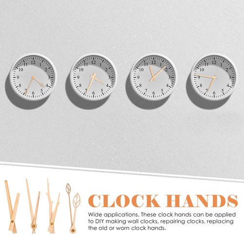 DOITOOL 8 Set Wooden Clock Hands Only, Wooden Clock Mechanism Movement Repair Parts Replacement for Repair DIY Home Art Decor