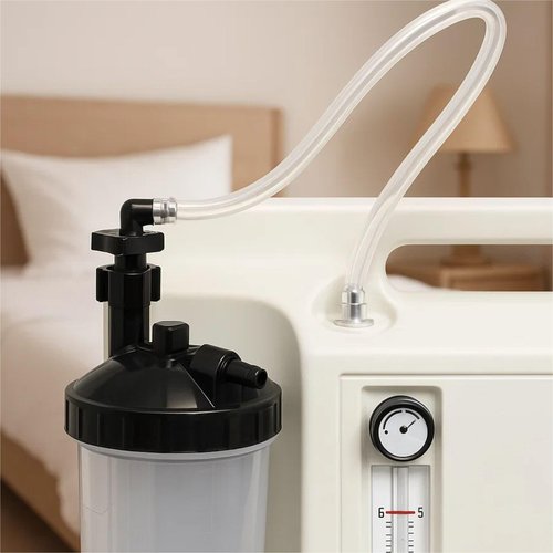 Oxygen Concentrator Humidifier Bottle Connecting Tube - O2 Generator Humidifier Water Cup Adapter with Standard Threaded Connector, 10 Pcs (Black-Elbow ﻿, 12"L)