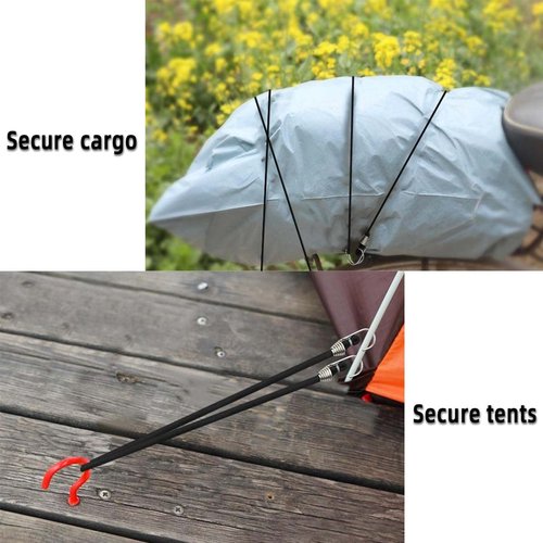 15 Pack Heavy Duty Bungee Cords with Hooks 11 Inch Mini Rubber Bungee Cord Elastic Bungee Straps for Outdoor Camping Small Stretchy Cord for Luggage Roof Racks Tents Tarps Bikes Car Rvs (Black)