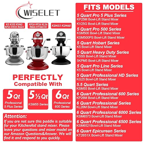 Stainless Steel Flat Beater for KitchenAid 5-6 Qt Bowl-Lift Mixers – Wiselet