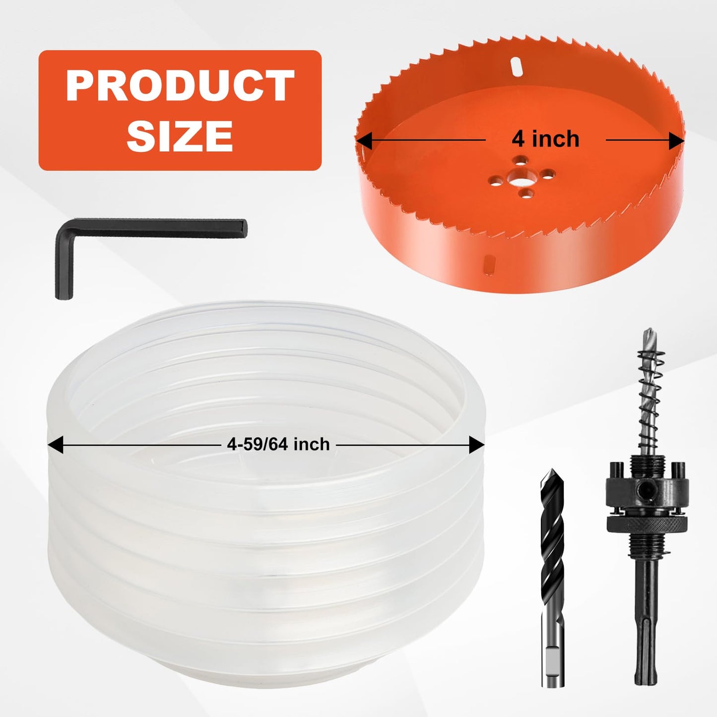Storystore 4 inch Hole Saw for Recessed Lights,Hole Saw Kit with Dust Bowl, Drill Bit for Wood Metal Plastic,Bi-Metal Drywall Saw, Hole Cutter for Clean and Precise Cuts
