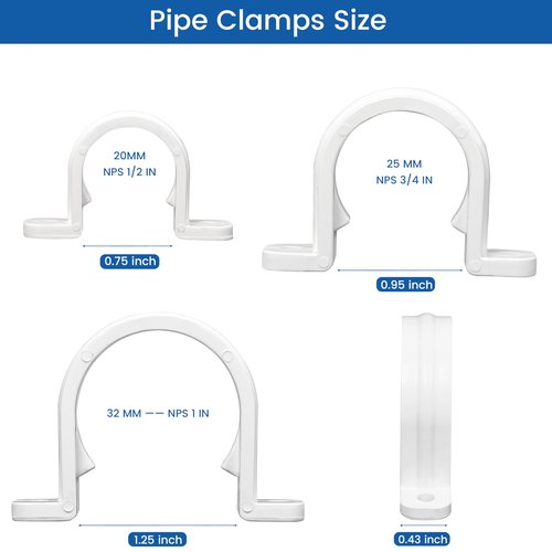 20 Set PVC conduit pipe strap clamps Φ20 MM - SCH 1/2 IN,Two Hole plastic pipe clips
