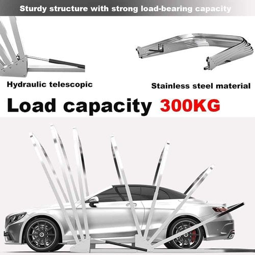 Stainless Steel Grey Carport, Foldable Retractable Car Awning,Semi-Automatic Durable Shelter, Mobile Folding Garage,All Weather Proof Carport - Lockable,Durable Shelter