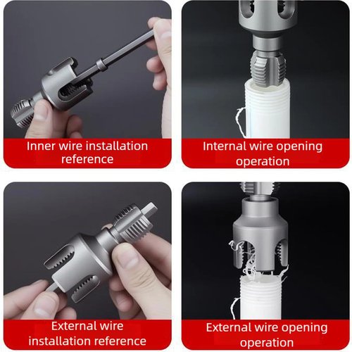 Integrated Internal & External Pipe Threading Tool, Dual-Function Pipe Thread Cutting Tool, 1/2'' 3/4'' 1'' Dies, Electric Drill Compatible PVC & Plastic Pipe Threader Kit for Home Repair (2PCS All)