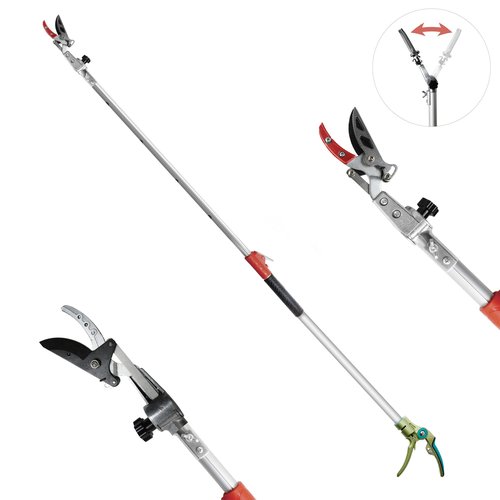 GARTOL Pruner for Garden, Cut Upto 1 Inch & Hold Telescopic Pole Pruner, Fruit Picker with Rotating Blade Head, Lightweight Aluminum Extendable Handle for Tree Branch Cutter, 3.67-5.45 FT, Silver