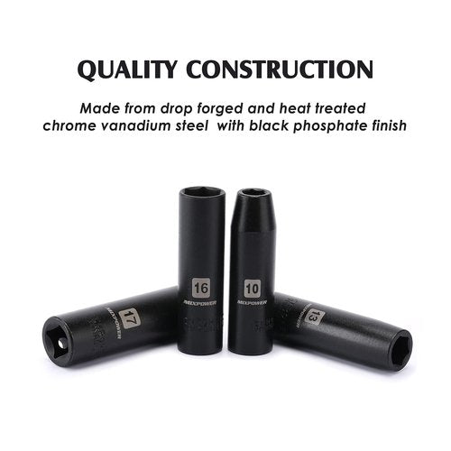 MIXPOWER 11-Piece 1/2-Inch Drive Deep Impact Socket Set, CR-V, Metric, 6 Point, Deep, 10-24mm