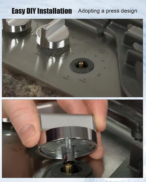 W11418244 Range Knob Compatible with Whirlpool WCE55US0HB00 WCE77US0HS01 WCE77US6HB00, Gas Stove Surface Burner Control Knob Replace W11130627 W11222054, Silver, 4 Pcs