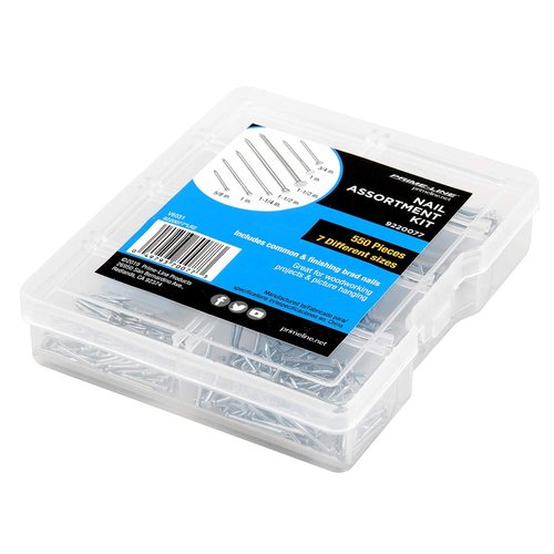 Prime-Line 9220077 Nail Assortment Kit. Plastic Compartment Box Includes Common, Finish (Single Pack)