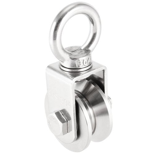 PINGEUI 2 Pack V Type Swivel Pulley, 304 Stainless Steel Duplex Bearing Super-Silent Detachable 360 Degree Rotation Heavy Duty Traction Wheel, 441 lbs Capacity