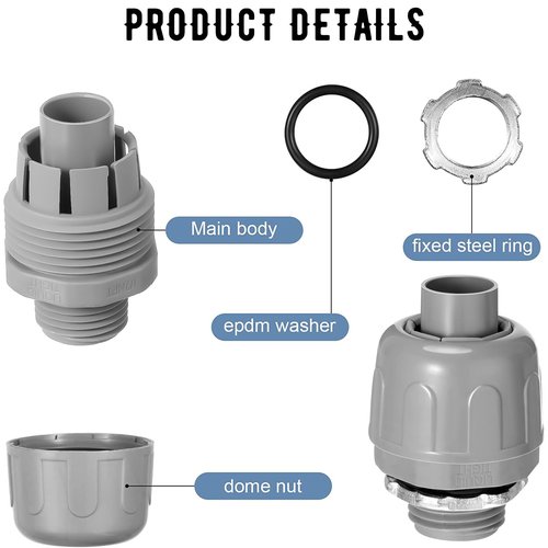 1/2 Inch Liquid Tight Connector PVC Electrical Conduit Fittings Straight 180 Degree Flexible Conduit Connector for Home Kitchen Bathroom Tube Tool Supplies (30 Pcs)