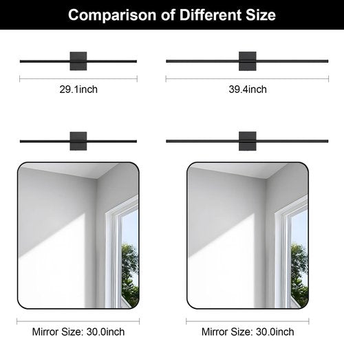 JZEKVN Battery Operated Wall Sconce Set of Two with Remote Control, 3000K-6000K Dimmable Black Wall Lights, Timable LED Wireless Wall Sconces, 350° Ratate for Bathroom, Living Room, Hallway 29.1 Inch