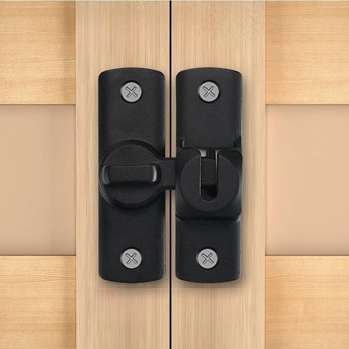Creative Sliding Door Latches Window Drawers Cabinet Aluminum Alloy Locks Anti-Theft Door Buckle Bolt Home Hardware Tools Black 7.5 * 2.3 * 2.5cm