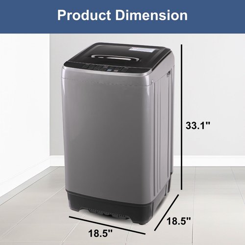 Fox Shack Washing Machine 15.6 lbs Automatic Laundry Machine 10 Programs, LED Display, 8 Water Levels Top Load Washer, High-efficiency Portable Compact Washer for Bath, Apartment, RV, Dorm