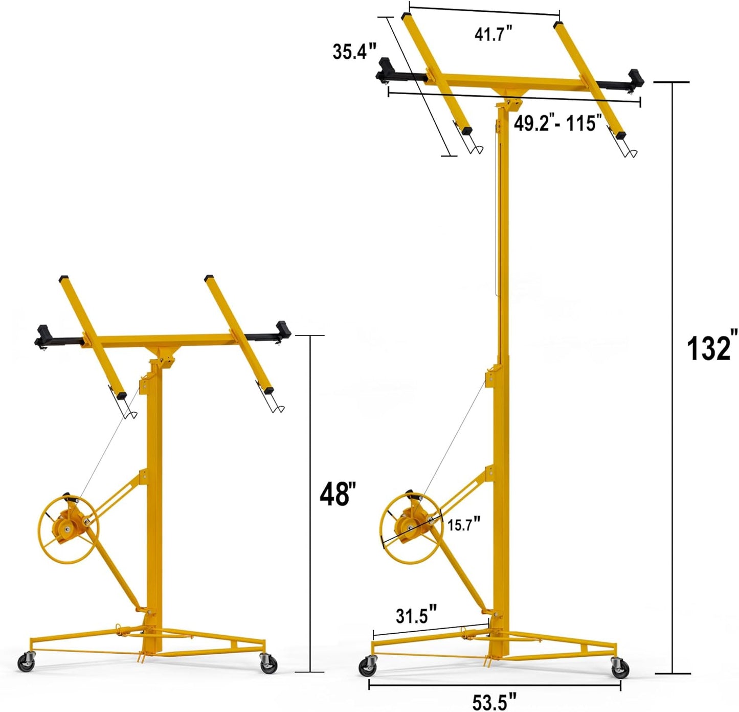 11 Ft Drywall Lift,Drywall Rolling Lifter Panel,150LBS Heavy Duty Sheetrock Lift Drywall Lift,Drywall Lift Panel Hoist Jack with 360° Adjustable Telescopic Arm & 3 Lockable Wheels