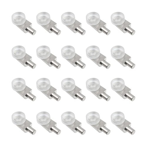 Semetall Shelf Support Pegs 5MM,Shelf Pins for Wood Shelving,Mirror Clips Metal Shelf Clips with Suction Cup,20Pcs