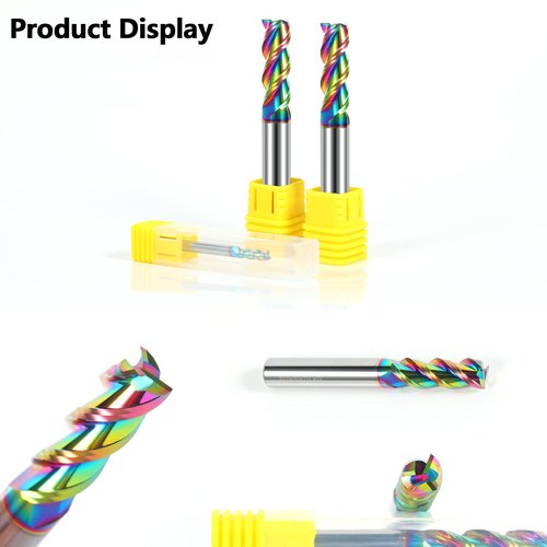 AYCHOLIZ 1/2" Solid Carbide Flat End Mills Set 3 Flute Diamond-Like Coating End Milling Cutter for Aluminum,Copper,Magnesium Alloys