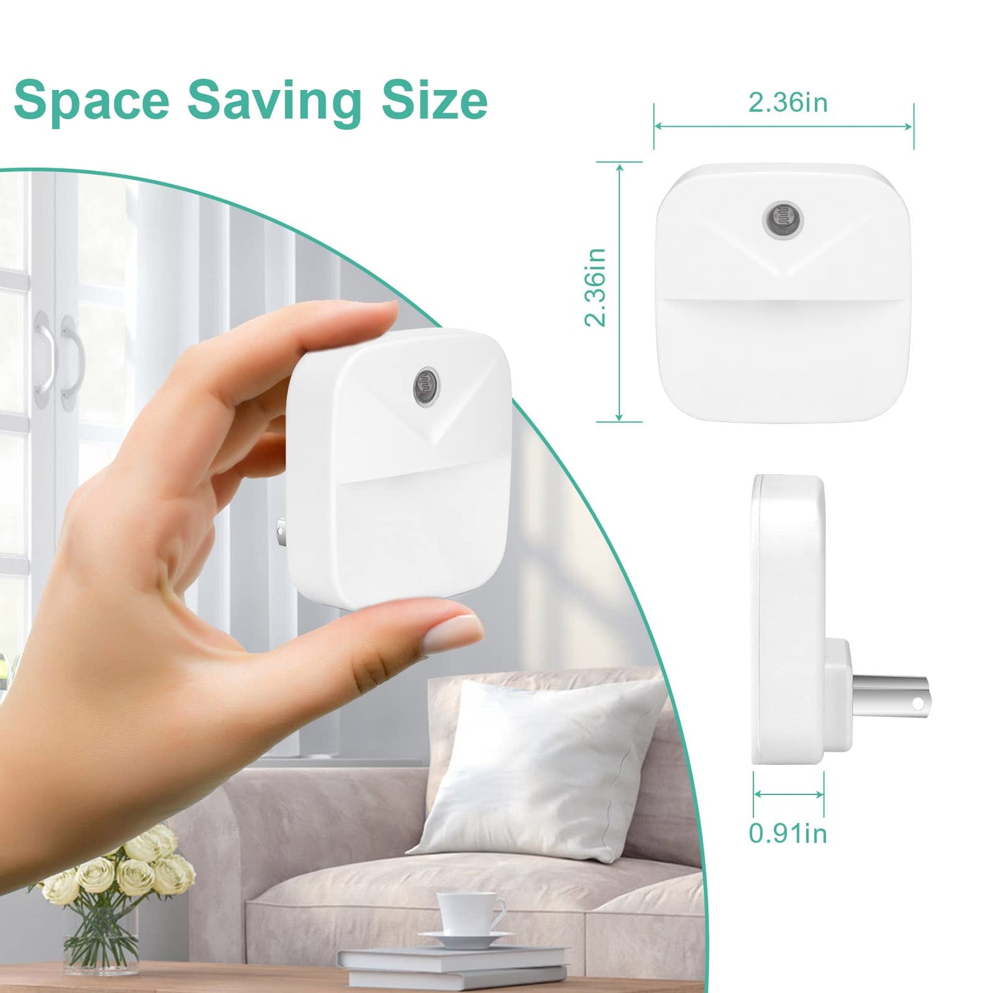 6 Pack Night Light Plug in, Warm White LED Nightlights with Smart Dusk to Dawn Sensor, Plug into Wall Nightlights Suitable for Bedroom, Bathroom, Hallway, Kitchen, Stairs, Kids, Adults, Kids Room