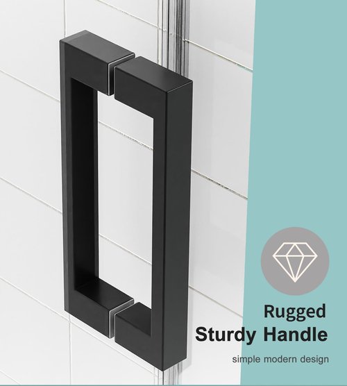 CARVMPIN 68-72" W x 76" H Single Sliding Shower Door with Soft-Close - Reversible 3/8" Tempered Glass & Frameless Design - Waterproof Threshold/Matte Black