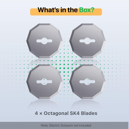 4-Pack Replacement Blades for Powpact Electric Scissors, 40mm Octagonal SK4 Steel, 1.2mm Thick, Cuts Cardboard, Fabric, Plastic, Leather