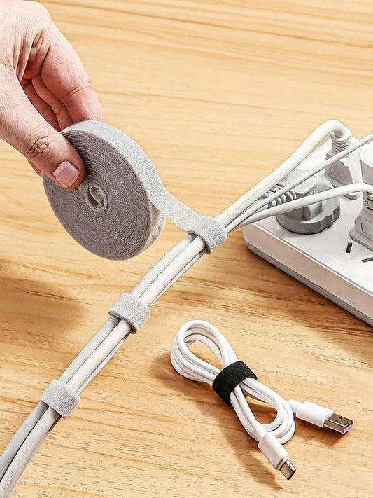 Cable Ties Adjustable and Reusable, 5M x 1.2CM Self-Gripping Hook and Loop Wire Organizer, Cord Management Kit for Home Office Computer Data Cables(Gray)