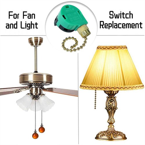 Aginkgo Zing Ear ZE-268S6 ZE-208S6 Switch 3 Speed Pull Chain Control Brass Replacement for Ceiling Fan Light, Wall Lamps, Cabinet Light, 3pcs