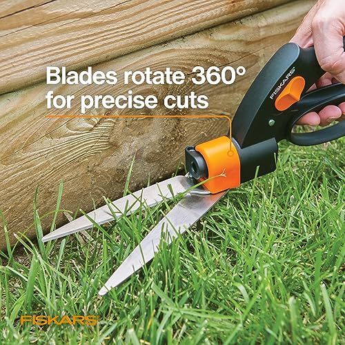 Fiskars 5-Inch Rotating Spring Action Grass Shears, Pruning & Edging Tool