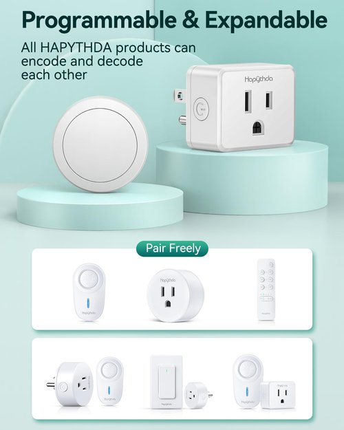 HAPYTHDA Garbage Disposal Wireless Switch Kit, Remote Control Outlet, No Drilling On Sink Top, Air Switch Garbage Disposal, 15A/1500W with 4000V Anti-Surge, 500 Feet RF Range