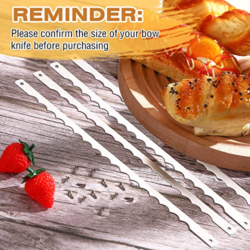 Lasnten 4 Pcs Bread Knife Blades Serrated Stainless Steel Replacement with Screws (4-pack) 10.8in