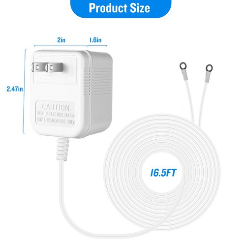 Fesasn AC18V Doorbell Power Adapter for Ring Doorbell Wired, Compatible with Ring Zmodo Smart Doorbell and Nest Hello Doorbell (with 16.5 Foot Cable White)