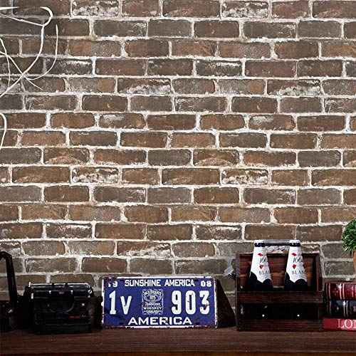 Timeet Vintage Brown Brick Wallpaper Peel and Stick Wallpaper 17.7"¡¿197" Self Adhesive Brick Removable Faux 3D Wallpaper for Walls Fireplace Autumn Home Decor