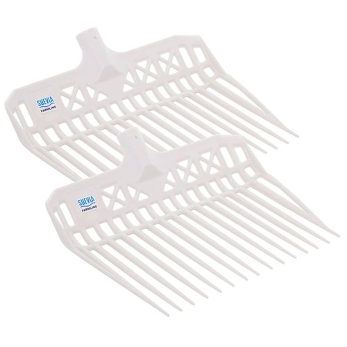 SUEVIA - Pro Manure Fork Head Without Handle - Ultra Strong and Stable - Teeth Length: 7 3/4'' - Premium Pitchfork Replacement Head - White (2 Units)