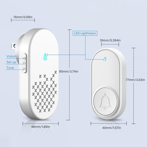 Wireless Doorbell Chime Kit, Door Bell with 1000ft Range 32 Chimes, Easy Installation, Adjustable 4 Volume, Battery Operated, Door Bell Ringer Wireless for Business/Store/Home/Office When Entering