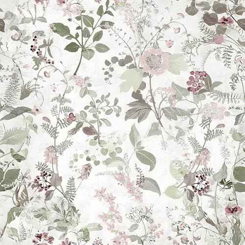 Erfoni 17.7"x118" Floral Peel and Stick Wallpaper Boho Floral and Leaf Contact Paper for Cabinets Decorative Wallpaper Flower Modern DIY Self Adhesive Removable Wall Paper Covering Bedroom Wall Vinyl