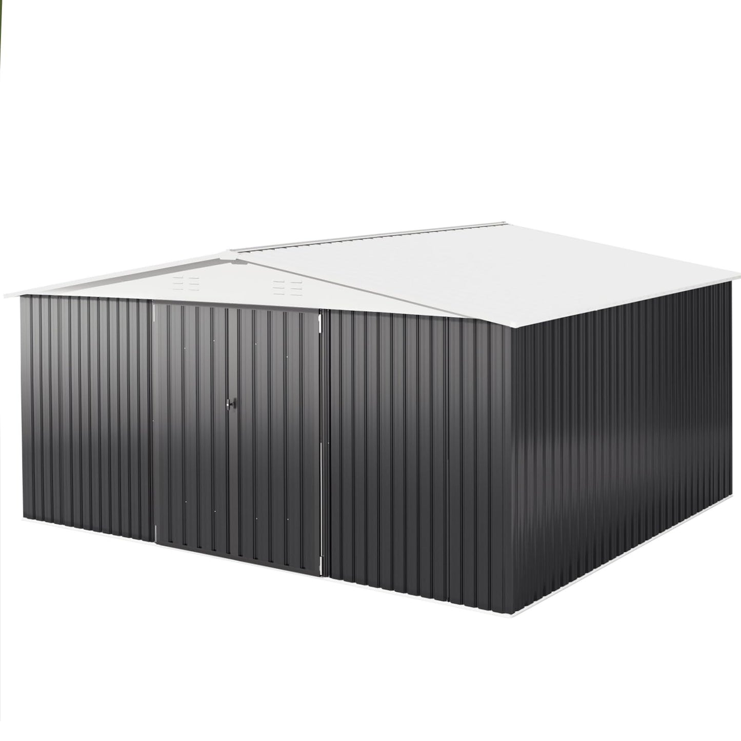 Dreamall 14x12 FT Outdoor Storage Shed, Metal Garden Tool Shed with Updated Frame Structure, Lockable Doors and Windows, Ideal for Backyard Garden Patio Lawn, Black