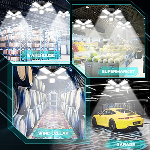 YIBEYYDS 160W 16000LM Deformable LED Garage Light with 5 Panels, E26/E27, Black - Variation 1