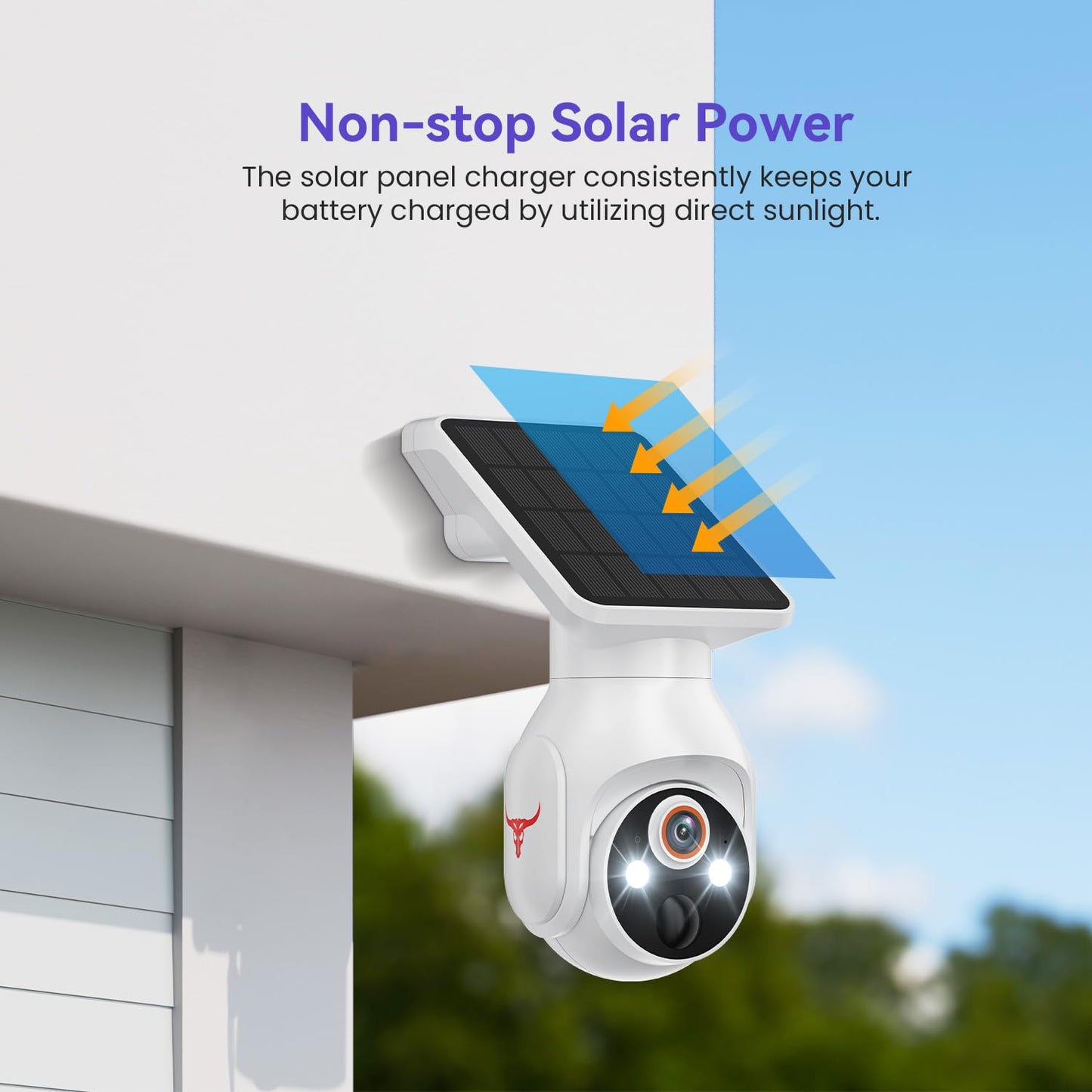 MeshSear 1080P Solar Security Cameras Wireless Outdoor, 360° View Pan/Tilt, Color Night Vision, Easy to Install, Real-Time Alerts, 2-Way Audio, Cloud Storage (Sold Separately), 2.4Ghz Wi-Fi Only