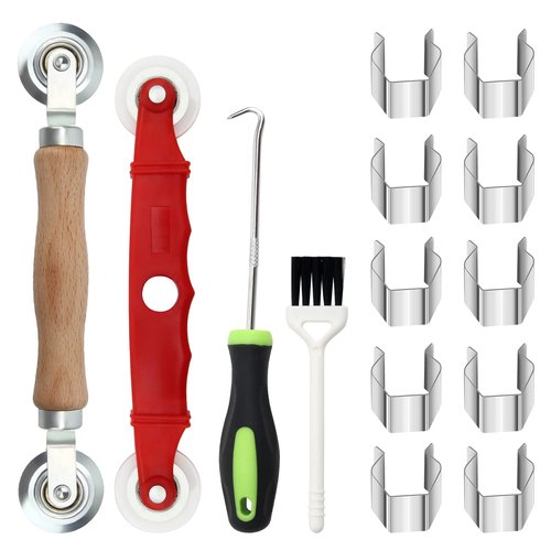 Window Screen Repair Kit Mesh Screen Spline Roller Repair Tools Kit with Screen Installer Clips, Metal and Plastic Spline Fixing Tool Kit for Window Screen (Colorful)