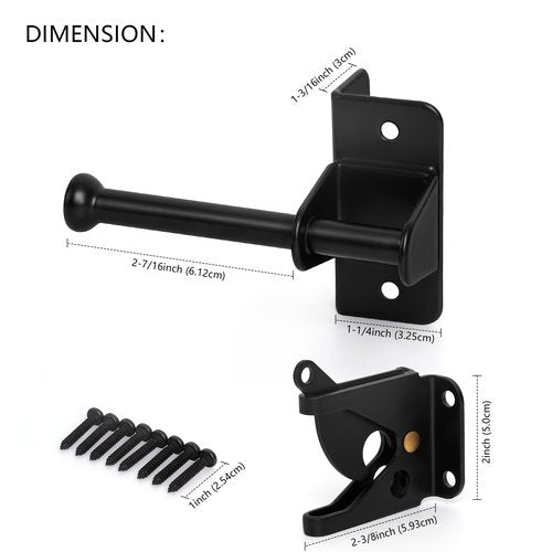 KINJOUZ Self Locking Gate Latch for Wooden Fence, Heavy Duty Automatic Gravity Fence Latch for Wood Metal Gate, Gate Hardware Door Lock for Outdoor Pool Garden Shed, Black, 1Pack